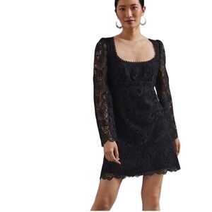 Anthropologie Black Lace Mini Dress